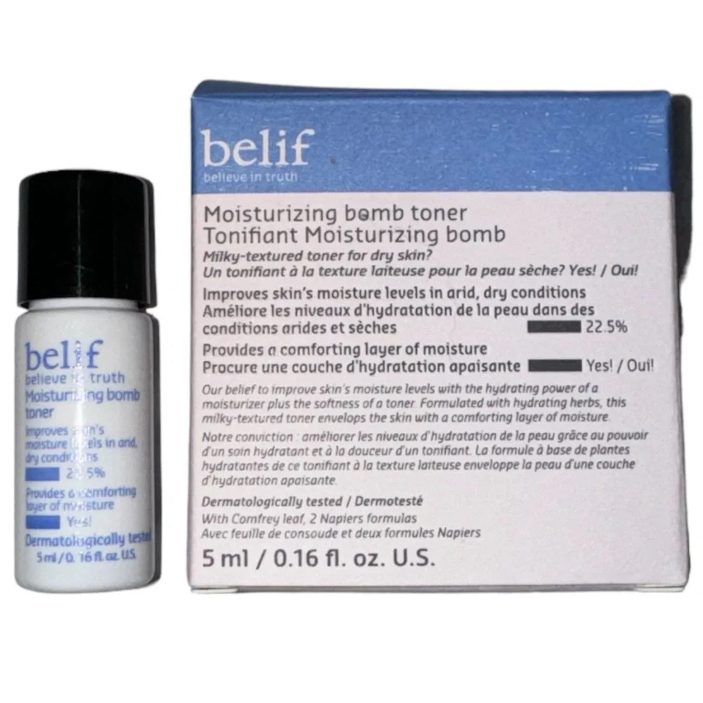 New Belif Moisturizing Bomb Essence Mini Milky Toner For Dry Skin 5mL